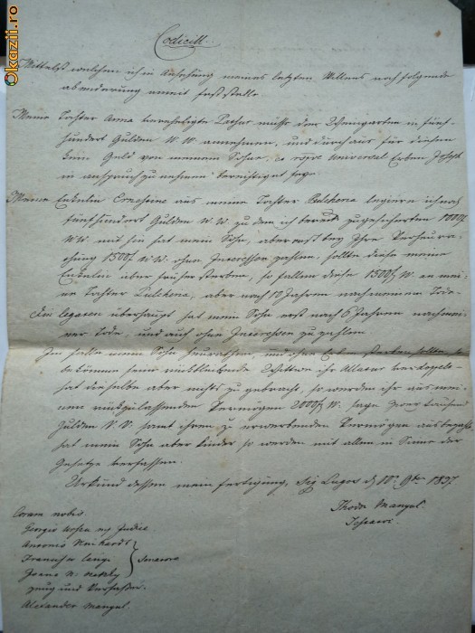 Codicil , Lugoj , 1837 foto mare