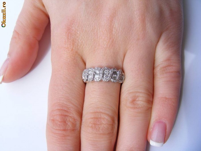 Inel aur alb tip verigheta model unicat cu 1CT DIAMANTE foto mare