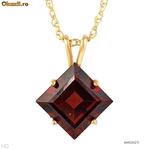 Lantisoare /  Necklace With 1.90ctw Genuine Garnet -AUR 14K foto mare