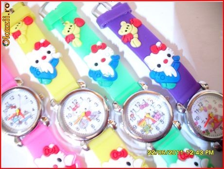 Ceas Hello Kitty -pentru fetite(de la 4 la 10ani) insotit de CADOU foto mare