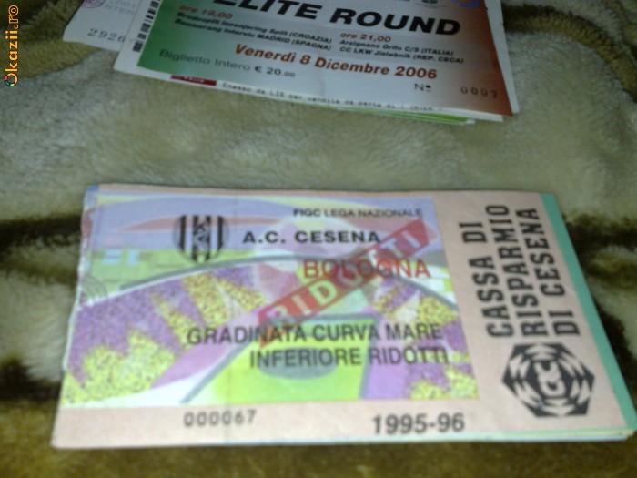 Campionat Italia - Bilet meci de fotbal - Cesena - Bologna - editia 1995 - 1996 foto mare