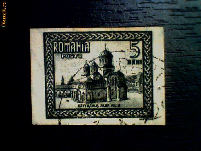 Romania LP 73 a , Incoronarea , 5 bani Nedantelat stampilat foto mare