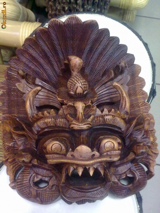 Masca BARONG din lemn de mahon foto mare