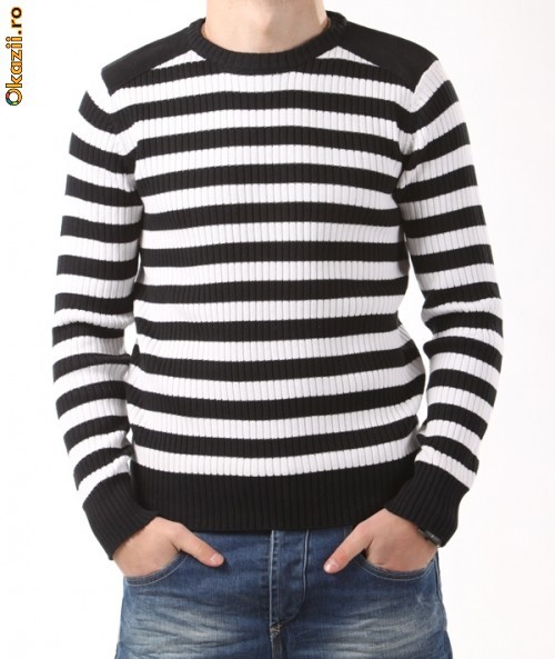 Pulover Jack and Jones Winner Knit Pac Stripe black [Cod: TZPJ040] foto mare