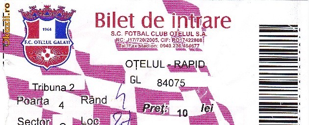 Bilet intrare fotbal Otelul - Rapid 5.03.2010 foto mare