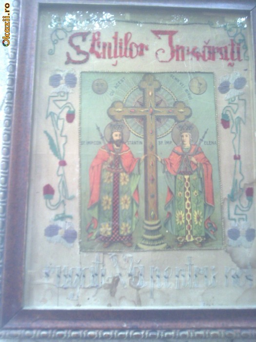 Litografie sf imparati Constantin si Elena. foto mare