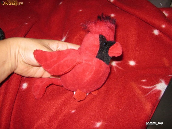 Jucarie din plus moale, WEBKINZ GANZ, pasarea mica rosu(15cm) LIL'KINZ CARDINAL,nou, colectabil foto mare