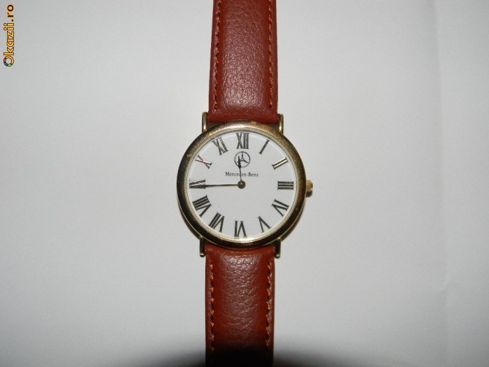 Ceas cadou Mercedes Benz (Gold-Plated/Aur); POSIBIL schimb Seiko Swatch Tissot Casio Diesel Pulsar Timex Nautica Fossil Bulova TAG Heuer Armani Gucci foto mare