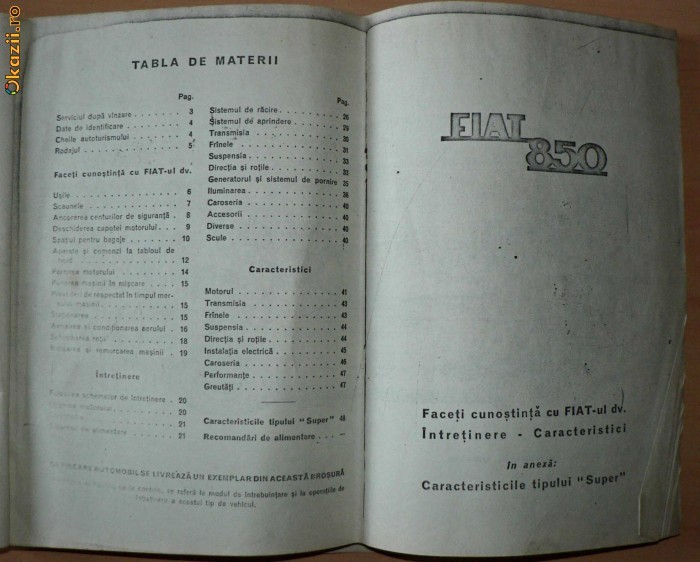 Mic manual de intretinere si reparatii pentru Fiat 850 - in Romana - foto mare