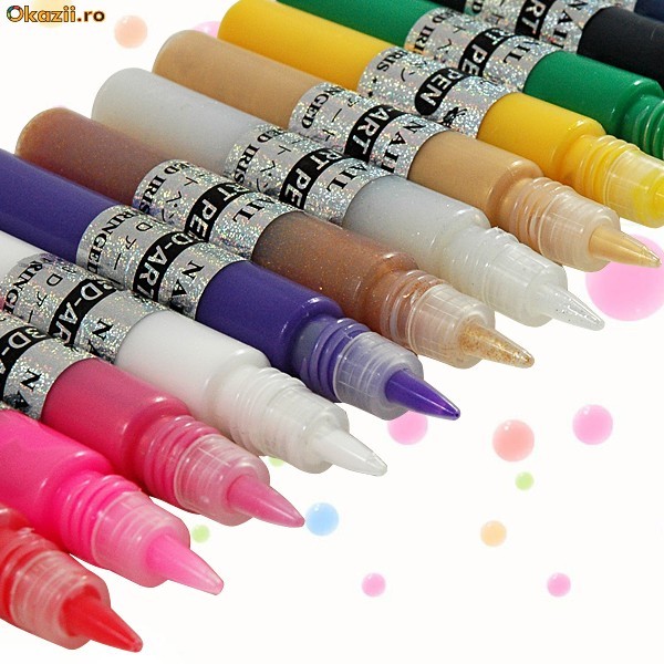 creioane 3D, nail art, unghii false, modele 3D, acril, pudra acrilica, tipsuri, vopsele acrilice, manichiura, creion vopsea acrilica 3D foto mare