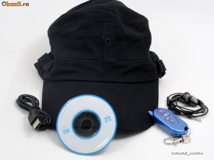 IASI * Sapca cu camera spion, spy, spionaj, cu telecomanda, bluetooth, mp3 player.* Gratuit cu posta foto mare