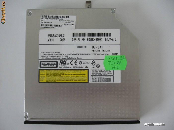 Unitate optica UJ-841 IDE DVD Burner DVD-RW Toshiba Tecra A7 A100 foto mare
