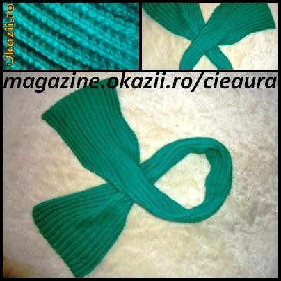 FULAR SAL FASHION VERDE PADURE HAND MADE DAMA/ BARBATI/ COPII LANA TIP MOHAIR foto mare