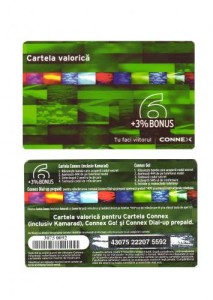 CARTELA  CONNEX COLORATA 6 USD cu seria pe fond negru  ** foto