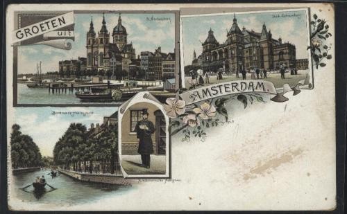 Litografie , Amsterdam , necirculata foto mare