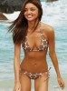 Victoria's Secret - costum de baie alb buline maro, super! S