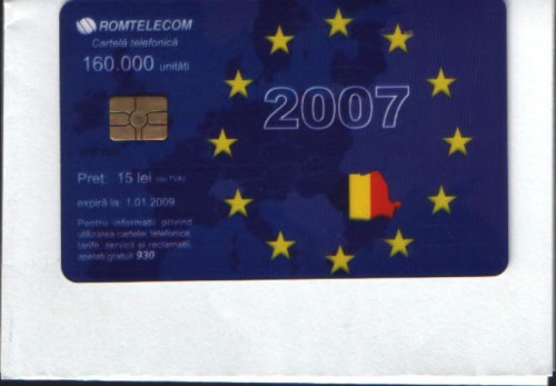 Romania- Cartela telefonica -Intrarea Romaniei in U.E. foto mare
