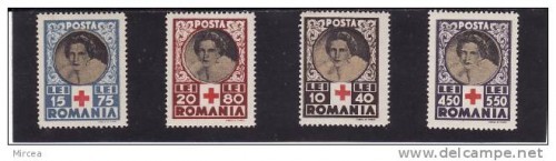 k.588 - Romania 1945 - Crucea Rosie  4v. foto mare