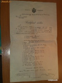 certificat scolar regatul romaniei 1912 foto