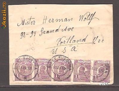 === 1924-CIRCULATIE-SIRET-BUCOVINA-PORTLAND-USA === foto mare