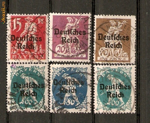 Timbre Germania REICH 1920 (BAVARIA cu Supratipar) foto mare