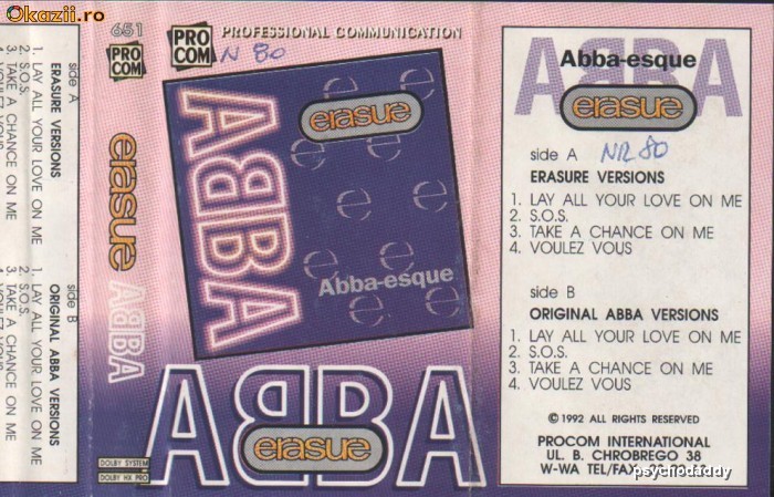 Caseta Audio Originala - ABBA Esque ERASURE  Remix foto mare