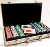 SET POKER PROFESIONAL TEXAS HOLD'EM 300 PIESE VALIZA METALICA 2 SETURI CARTI ZARURI