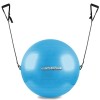 Minge albastra pt fitness si aerobic cu benzi elastice - 65 cm diametru - cu pompa si brosura de exercitii - pt persoane cu inaltme intre 1,60 - 1,80