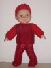 PAPUSA BEBE MICA CU OCHI MISCATORI SI HAINE TRICOTATE  36CM
