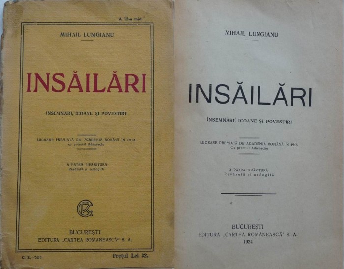 Mihail Lungianu , Insailari , insemnari , icoane si povestiri , 1924 foto mare Mihail Lungianu , Insailari , insemnari , icoane si povestiri , 1924 foto mare